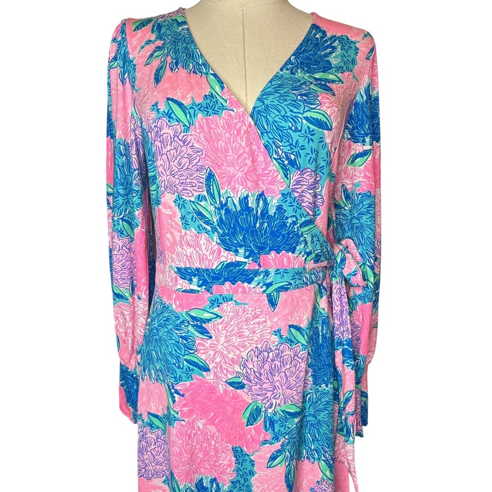 Lilly Pulitzer Rosalinda Wrap Dress Beach House Blooms Floral Resort Wear Preppy - Picture 3 of 6